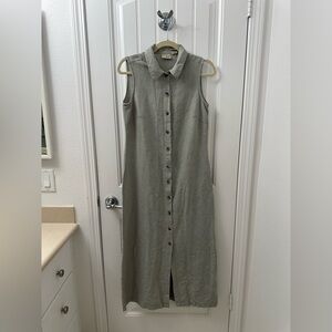 Vintage L.L. Bean Sleeveless Button-Front Maxi Dress - Sage